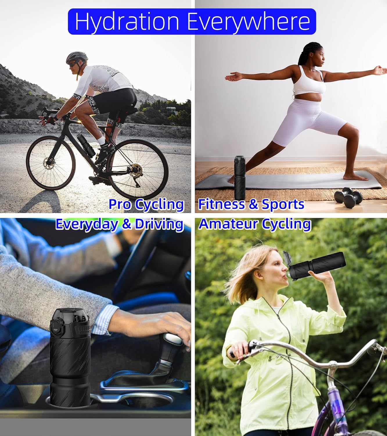 Thumbnail 5 de MYFOREST 700ml Borraccia Termica per Bici – rivestimento in acciaio chirurgico, apertura rapida e impugnatura robusta (Tempesta nera)