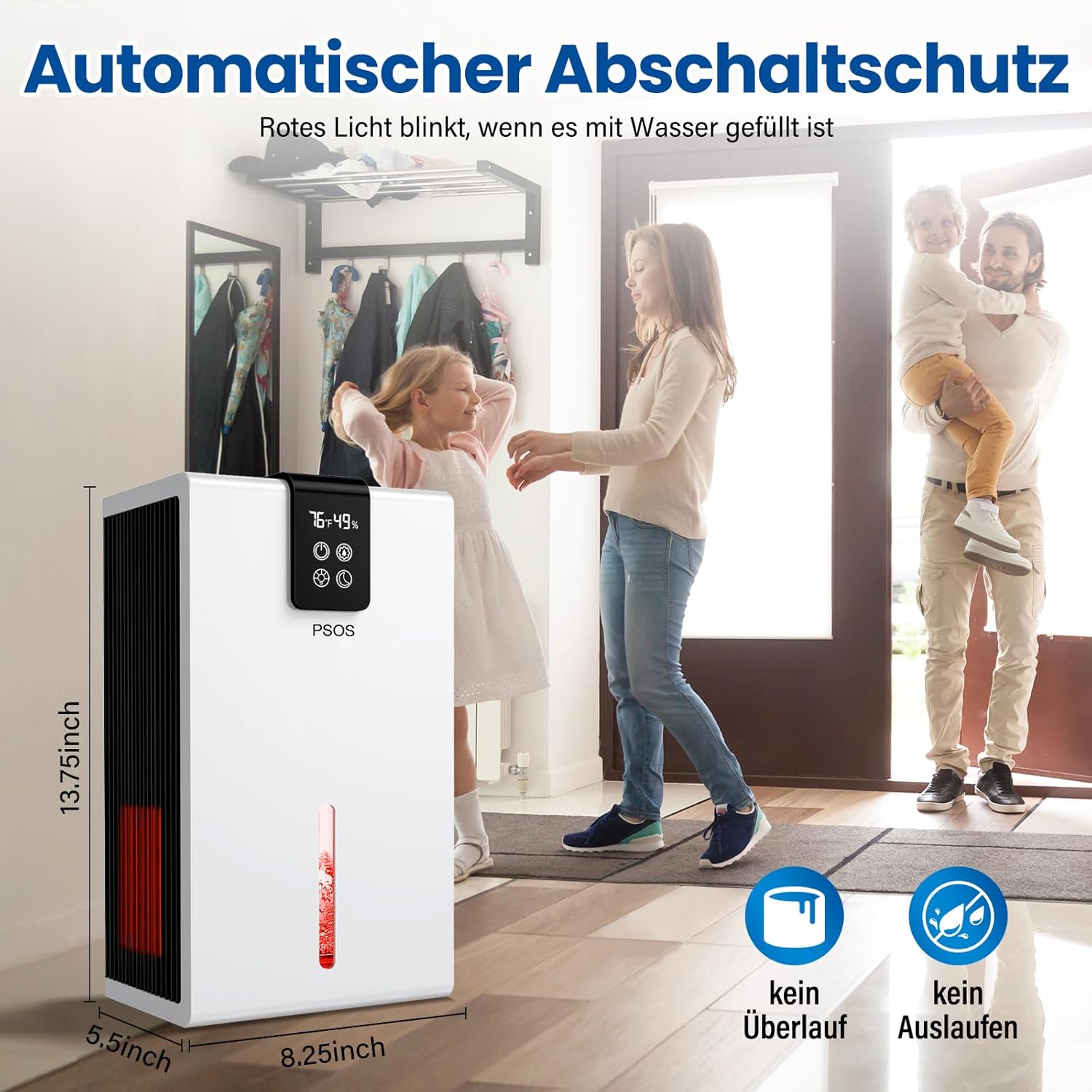 Thumbnail 5 de Luftentfeuchter Elektrisch PSOS – Ultra leise, 2800 ml, LED Display, Automatisches Abtauen, Schlafmodus