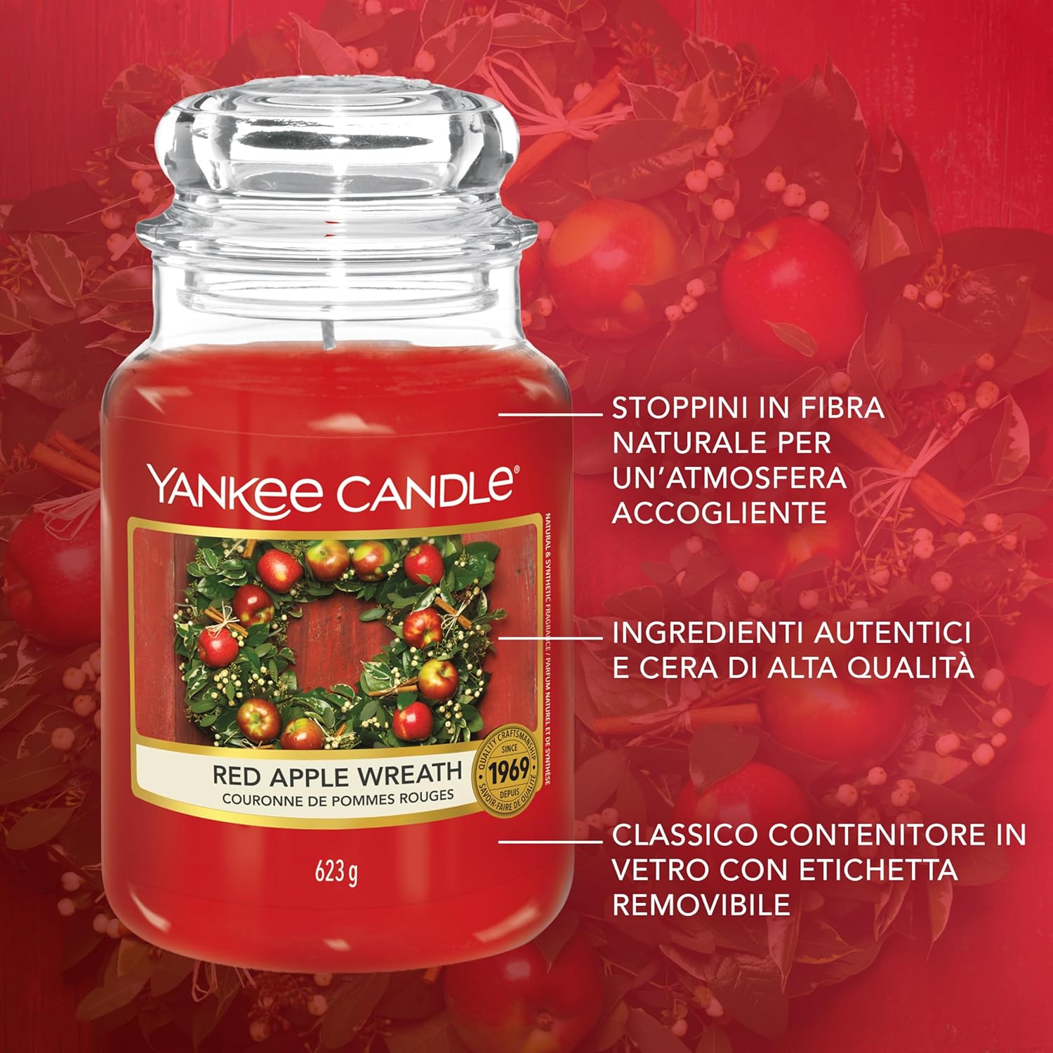 Thumbnail 4 de Yankee Candle Candela profumata in giara grande Red Apple Wreath