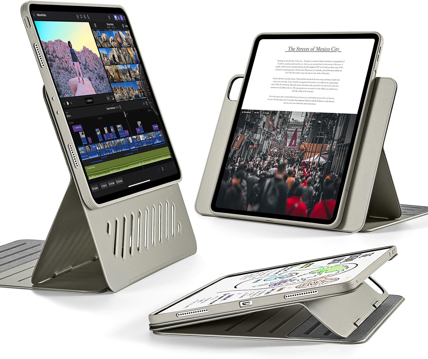 Detalle de ESR Shift Series case for iPad Pro 12.9 (2022/2021) with removable magnetic cover and multi-angle stand