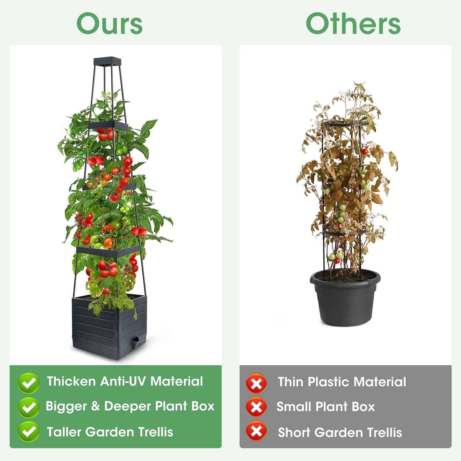 Thumbnail 4 de MQUPIN Tomatoes Planter Boxes Raised Garden Bed with Trellis for Climbing Vegetables