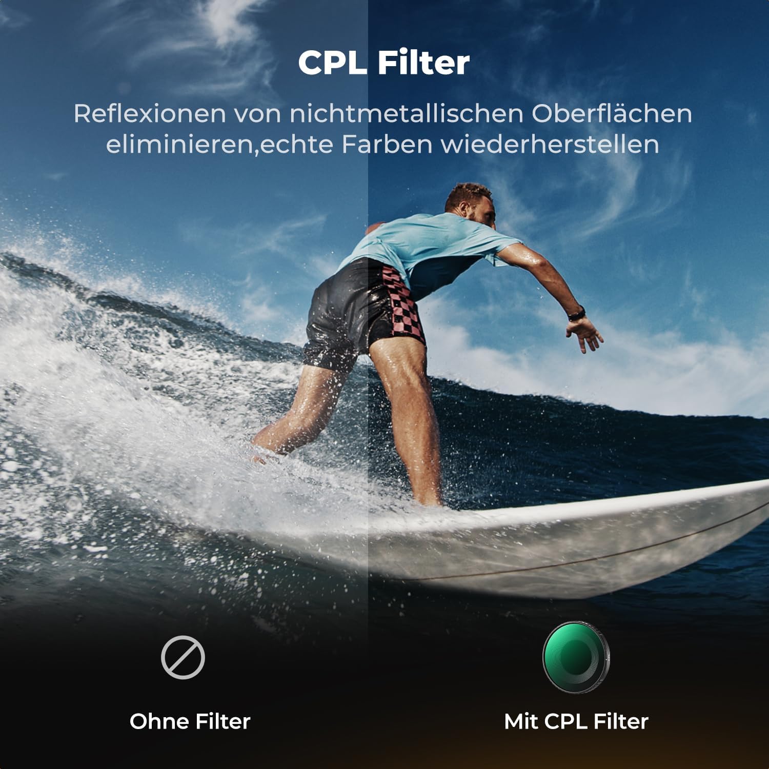 Thumbnail 2 de K&F CONCEPT CPL-Filter für DJI Osmo Action 6 – Polarisationsfilter mit HD-Optikglas und 28-facher Nanobeschichtung