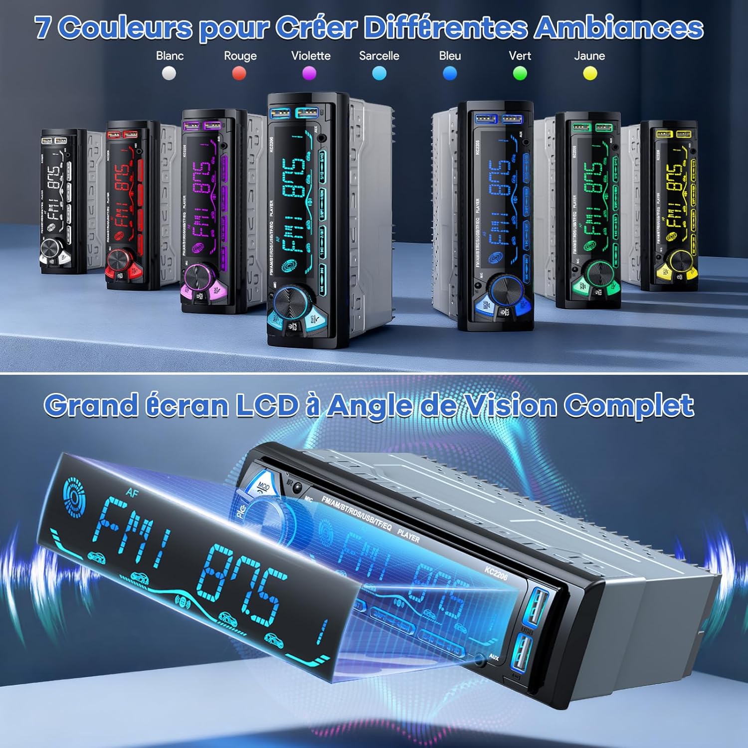 Thumbnail 2 de RDS Autoradio Bluetooth con Frontale Rimovibile per Auto 1 DIN 4x65W – Wistrue