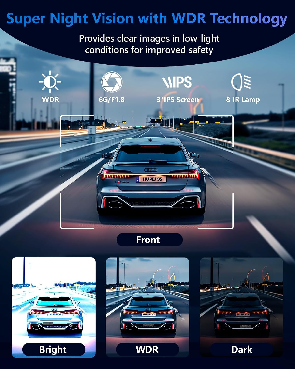 Thumbnail 6 de V8Plus 3K Dash Cam 4‑channel with 64GB SD