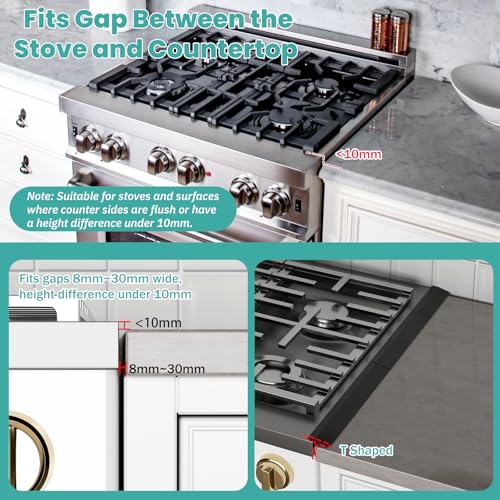 Detalle de LIFFEE Stove Gap Covers: Stainless Steel Gap Filler (2 Pack) in Black