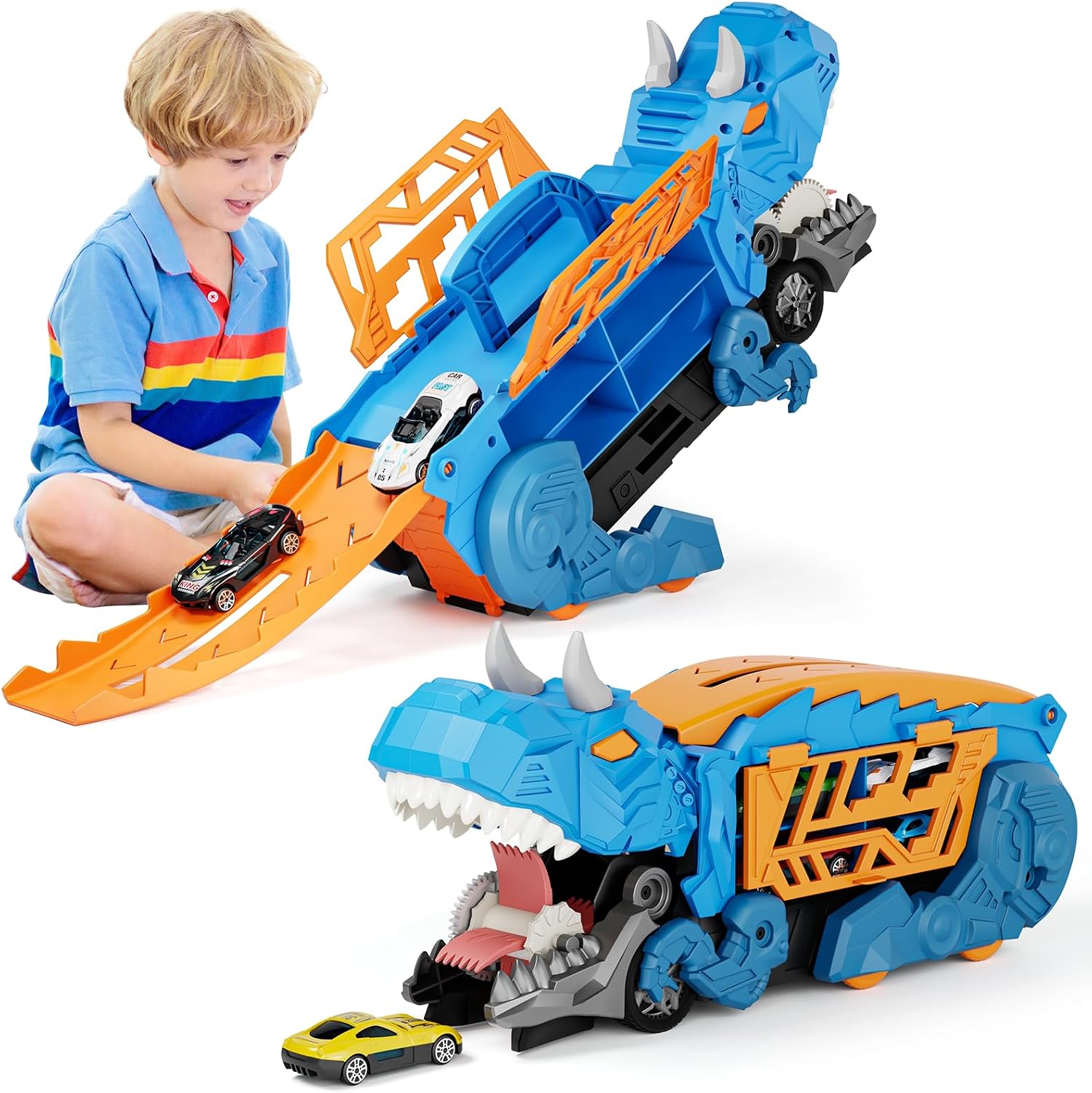 Shawe Dinosaurier Transporter Truck mit 6 Spielzeugautos 🚚
