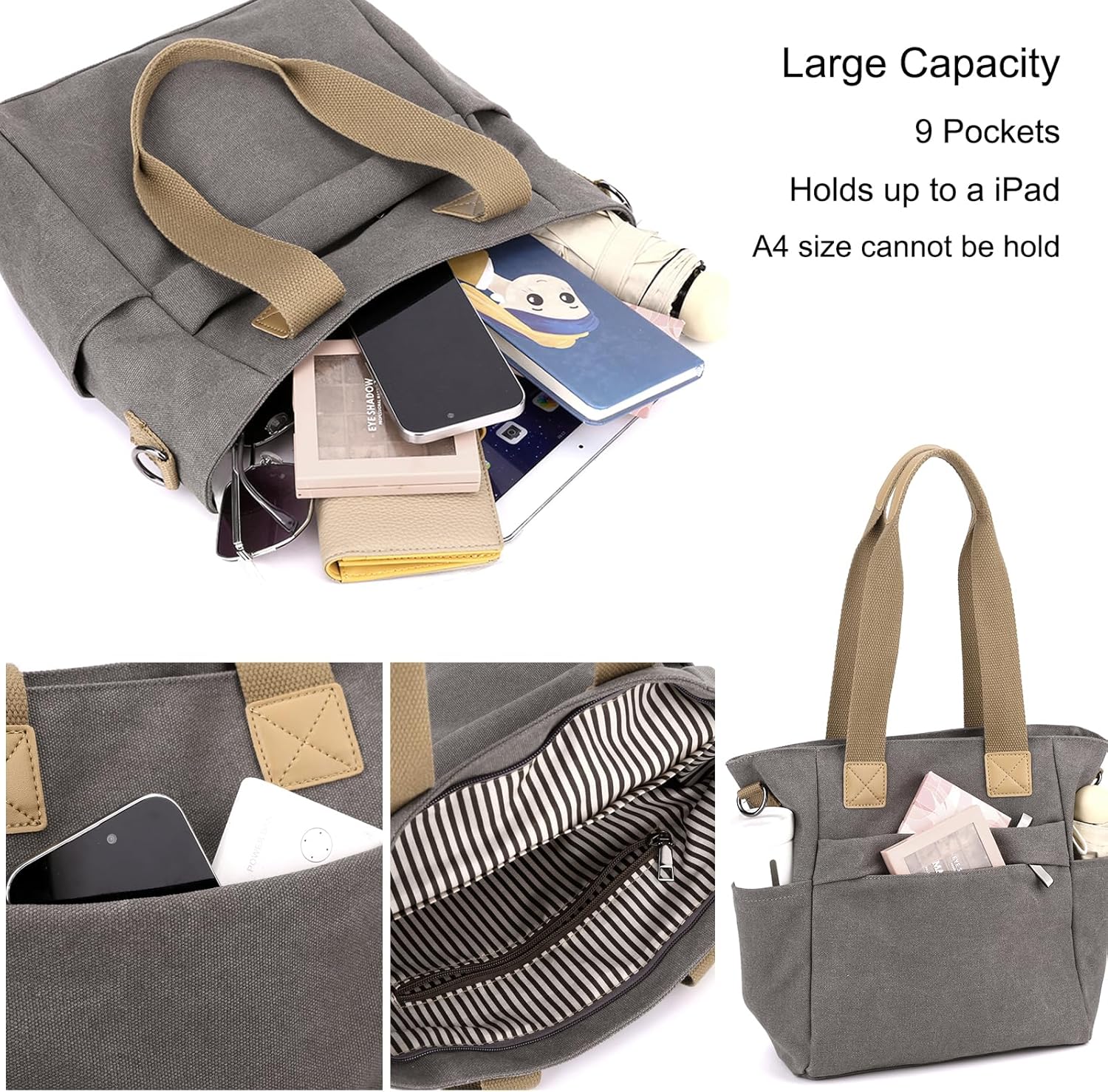 Detalle 2 de zhongningyifeng Canvas Tote Bag for Women: A Practical Small Handbag for Everyday Use