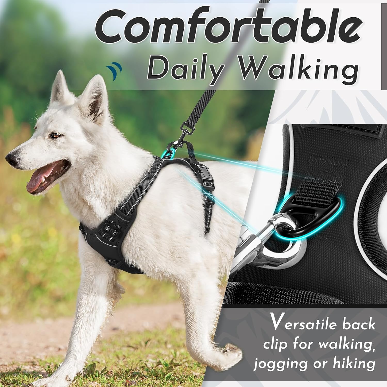 Detalle de Eagloo Dog Harness Medium – No Pull Front & Back Clip Adjustable Vest