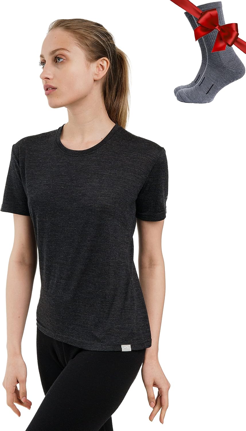 Detalle de Merino.tech 100% Merino T Shirt Damen – Ultraleichtes Merino-Shirt für Wanderungen und Alltag