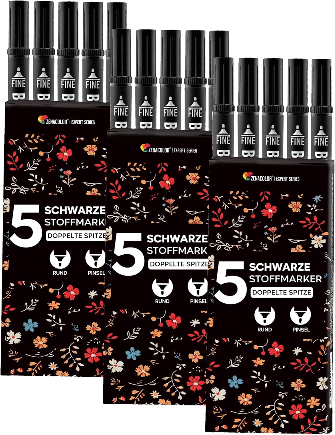 Thumbnail 6 de Zenacolor 5 Schwarze Textilfarbe Textilstifte