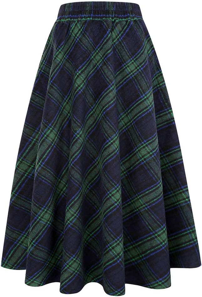 Detalle 2 de IDEALSANXUN Women's Plaid Wool Skirt
