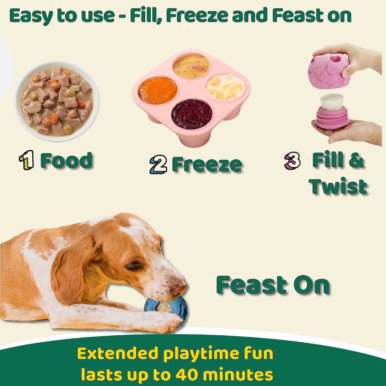 Detalle de Freezeball Dog Toys – Frozen treat dispensing puzzle toy for large tough chewers (pink, Large)