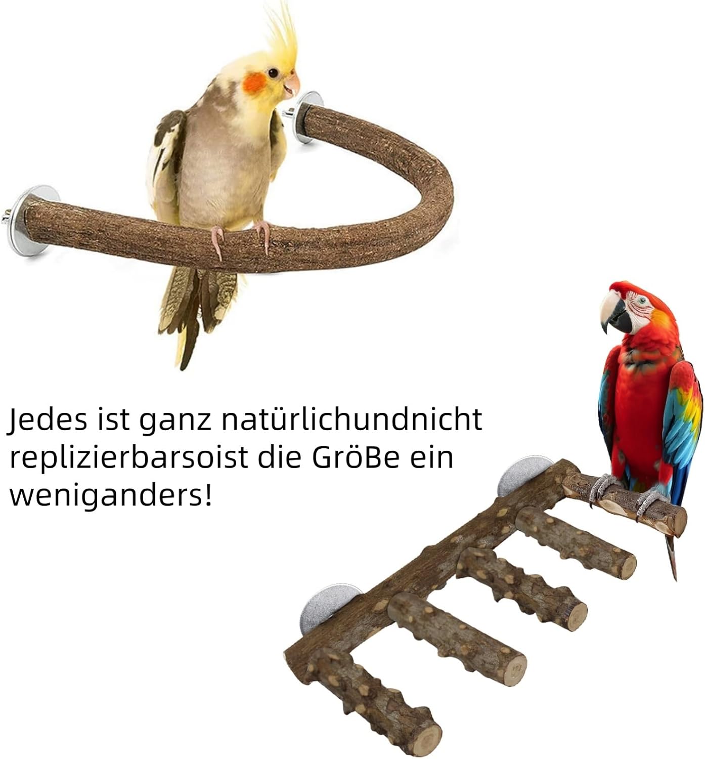 Thumbnail 6 de Vogelständer 3 Stück Naturholz Sitzstangen Set für Vögel 🐦