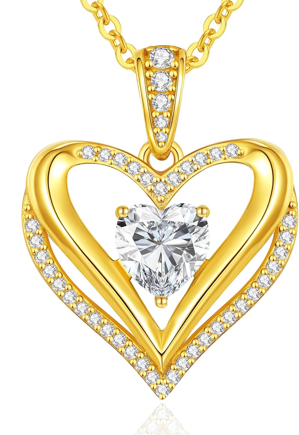 Detalle de Collana Cuore Moissanite Amore Eterno in Argento 925 – CDE Diamonds