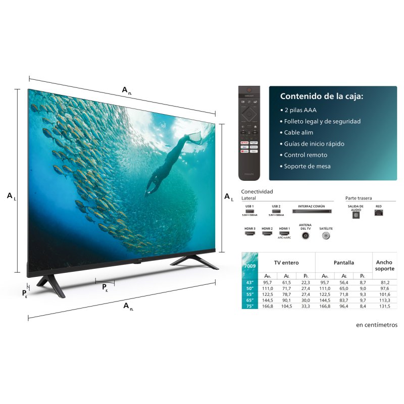 Detalle 2 de Philips 50PUS7009: TV LED 4K de 50" con Dolby Atmos y Titan OS