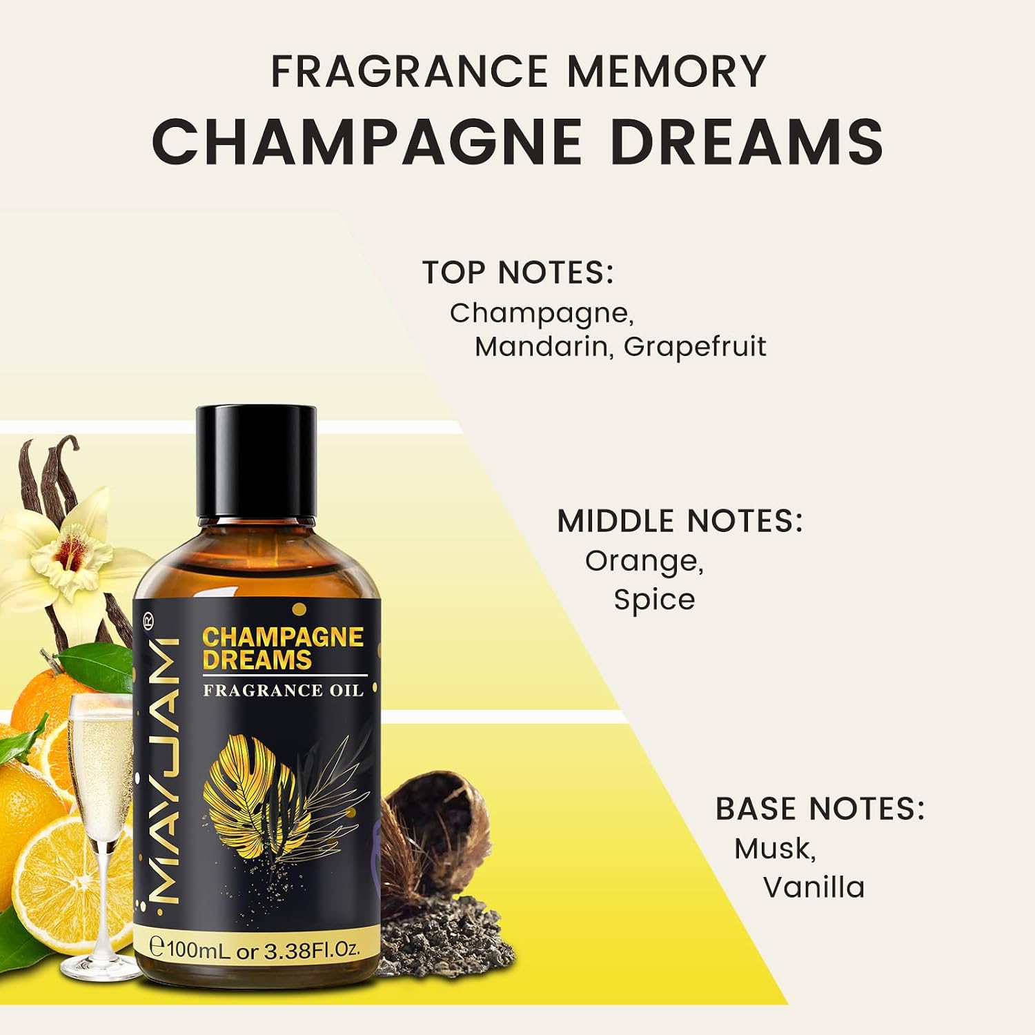 Detalle 2 de MAYJAM Champagne Dreams Fragrance Oil, 100 ml Amber Glass Bottle