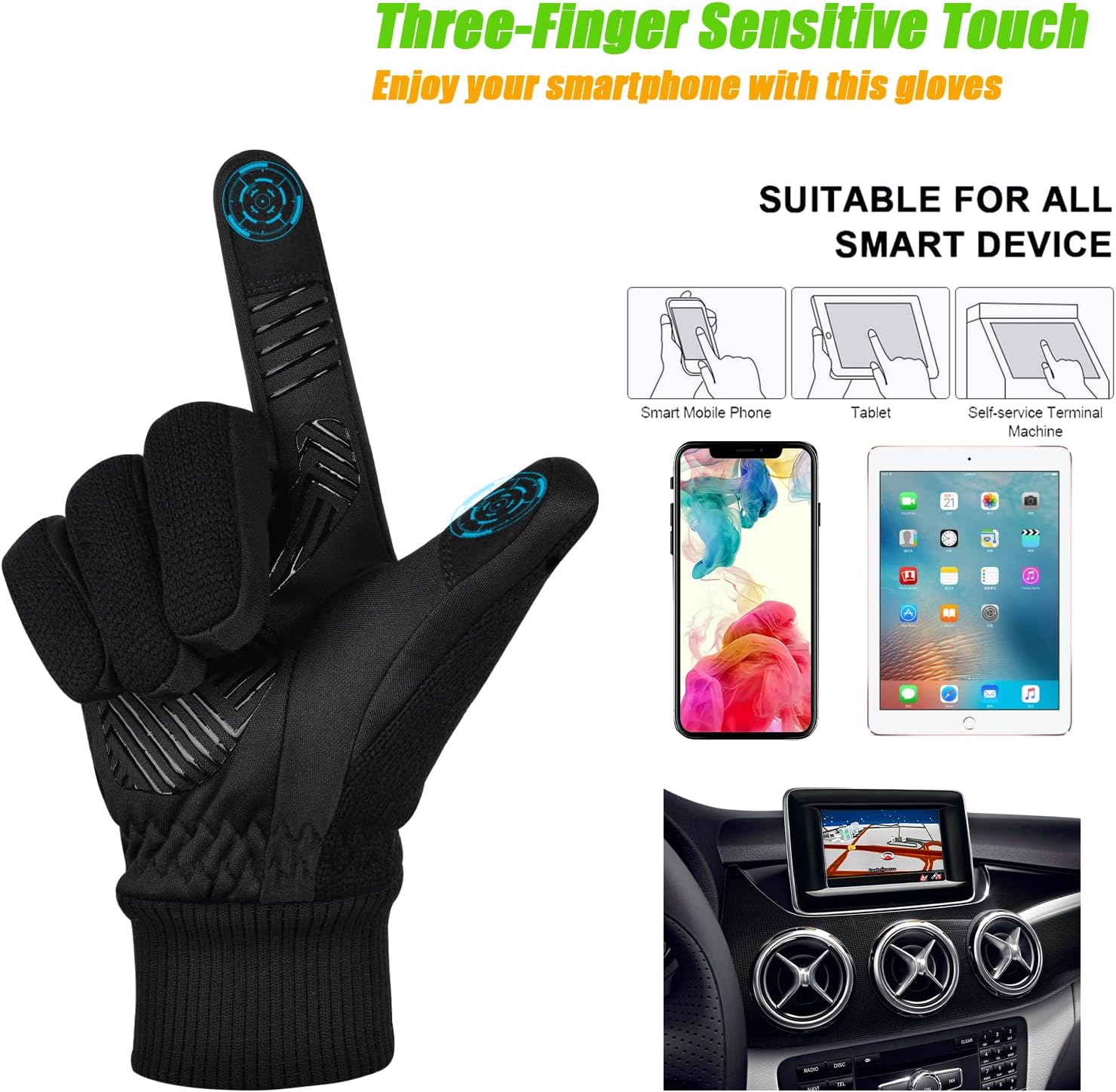 Detalle 2 de MOREOK Winter Gloves 3M Thinsulate, -10°F