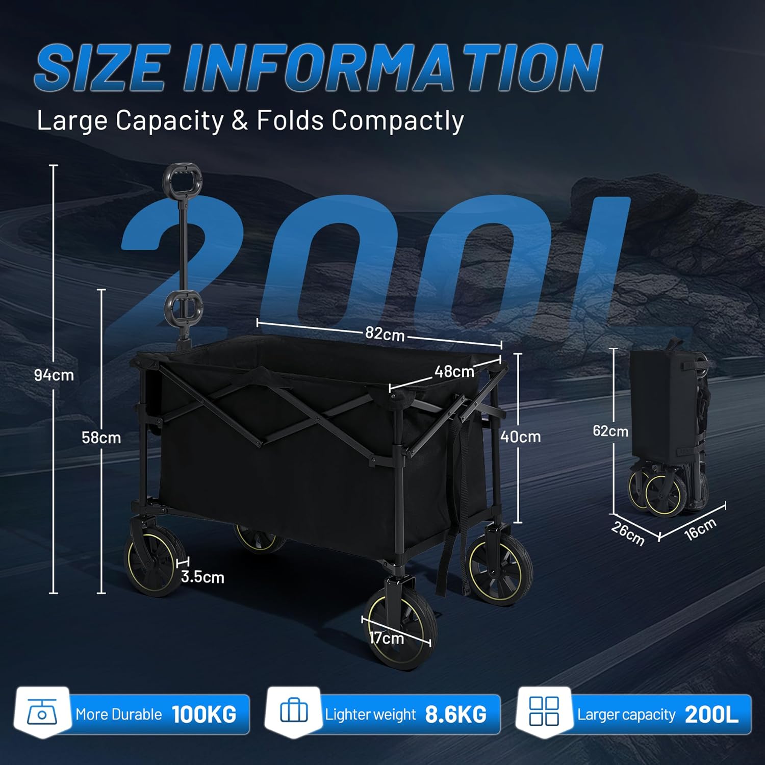 Thumbnail 3 de TIMBER RIDGE Festival Trolley 200L camping cart 🛒