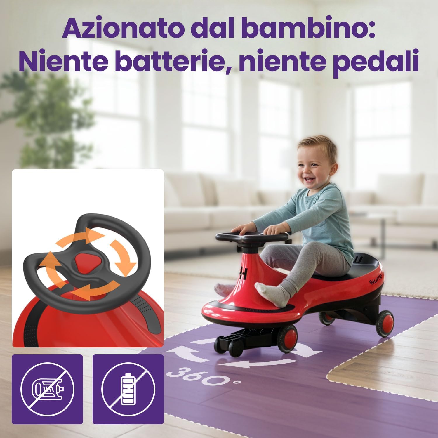 Thumbnail 1 de Hurtle macchina cavalcabile oscillante per bambini, senza pedali e senza batterie (rosso)