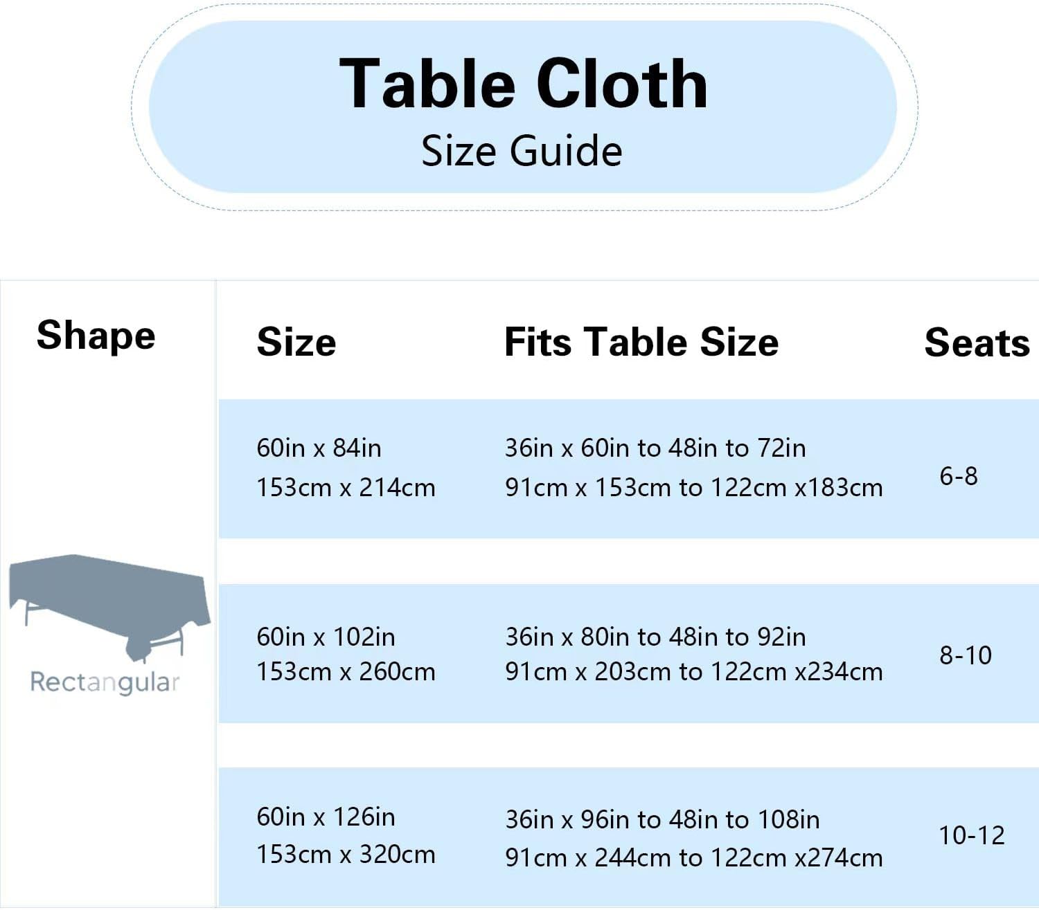 Detalle 2 de FINDYOU 10 Pack Tablecloth 60x102 Inch 🍽