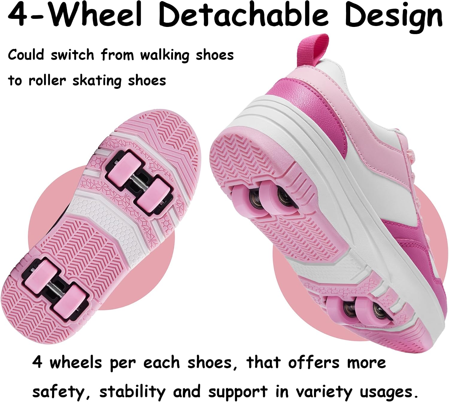 Thumbnail 3 de ANEFUN Roller Skate Shoes for Kids: Detachable Wheels, 2-in-1 Sneakers