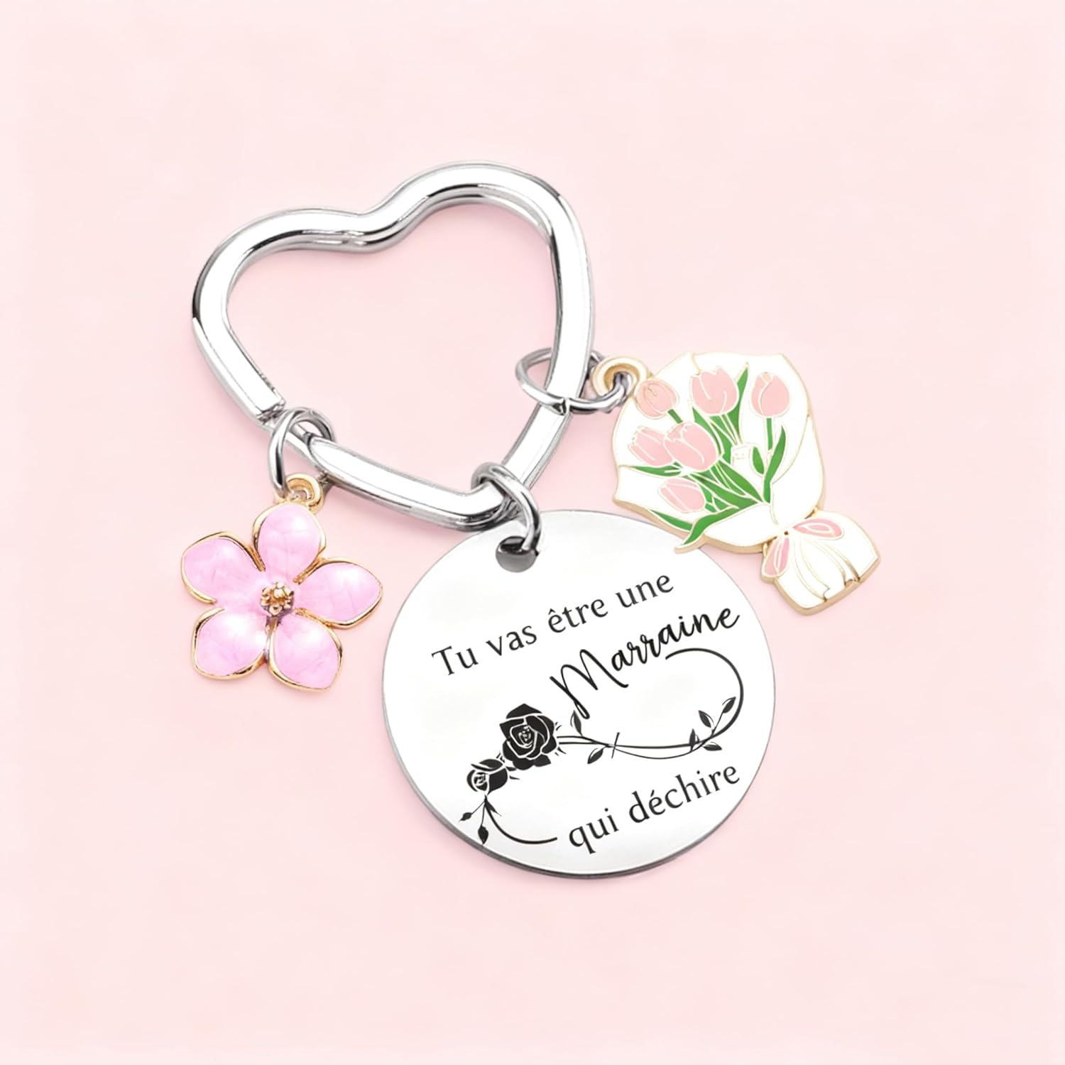 Detalle de Porte-clés annonce grossesse : Future Marraine gravé - Cadeau artisanal français