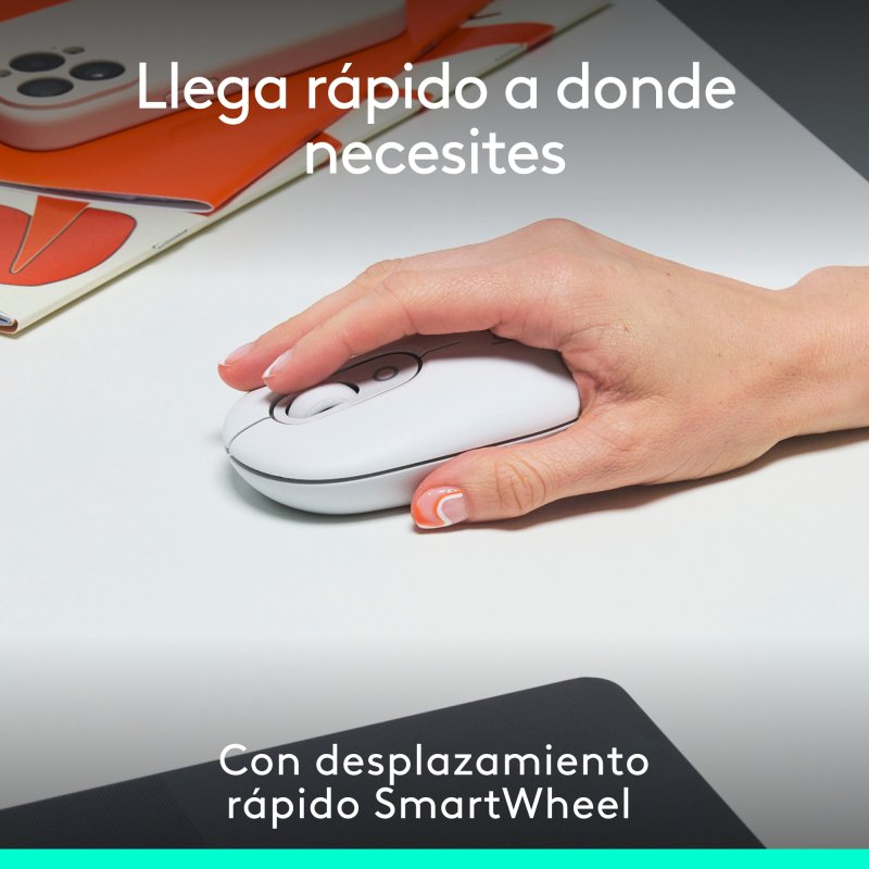 Detalle 2 de Logitech Pop Mouse Blanco — ratón inalámbrico compacto