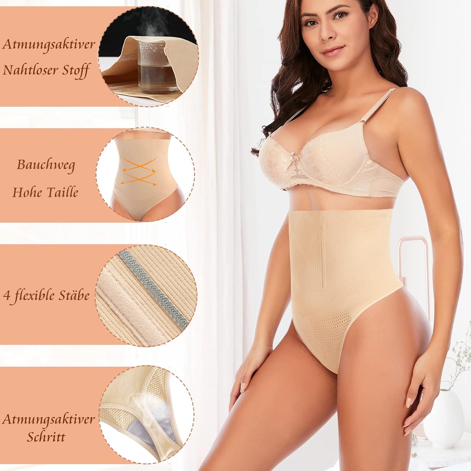 Thumbnail 2 de YARRCO Damen Bauchweg Unterhose (String/Tanga) als Shapewear – nahtlos & figurformend
