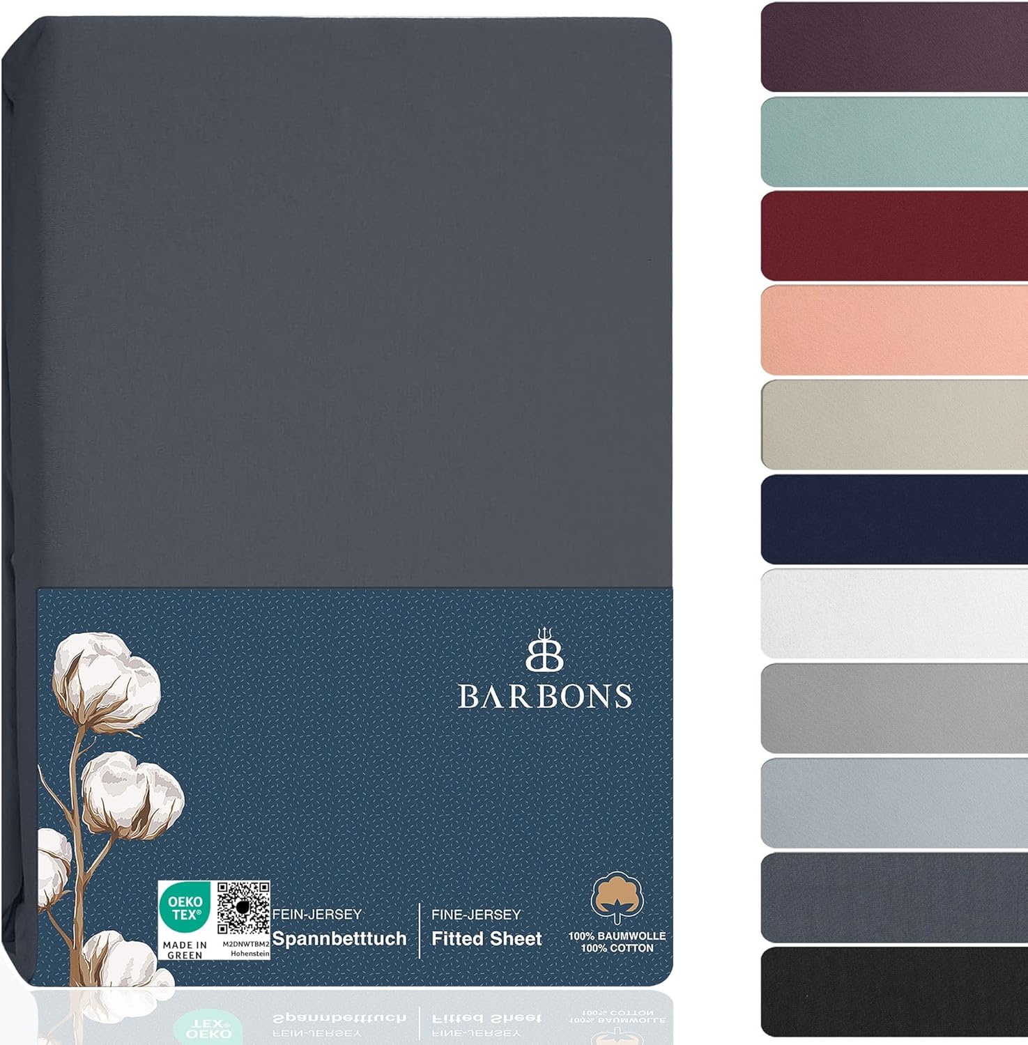 Detalle de BARBONS Spannbettlaken 160x200 cm Jersey