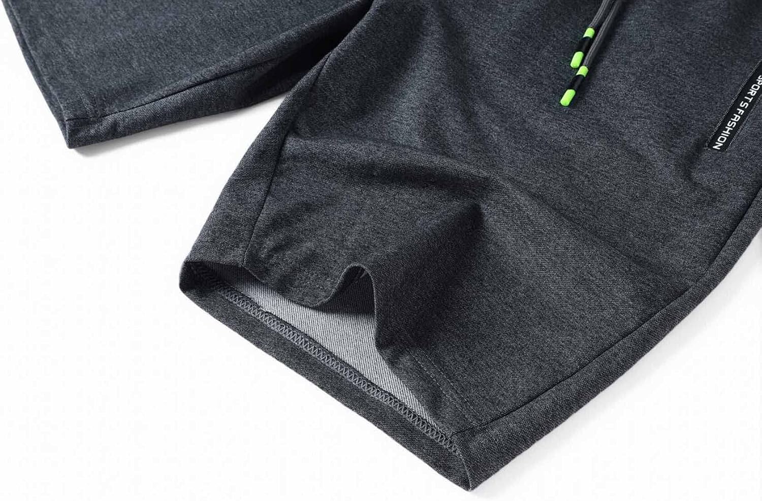 Detalle de JustSun Mens Shorts: Summer Casual Joggers with Elastic Waist and Zip Pockets