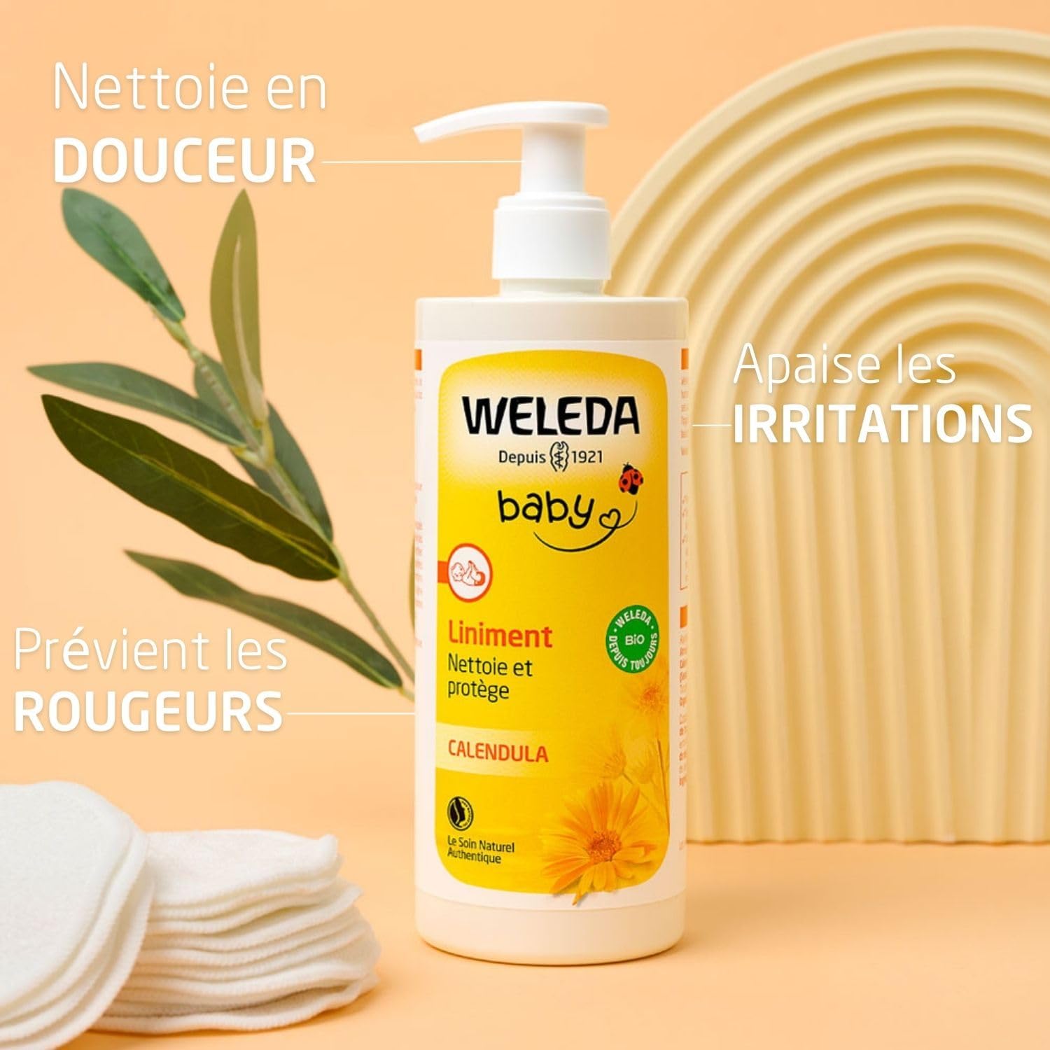 Thumbnail 1 de WELEDA Baby Liniment – Soin Nettoyant Pour Le Change, Liniment Bébé Calendula et Huile d’Olive Bio (400 ml)