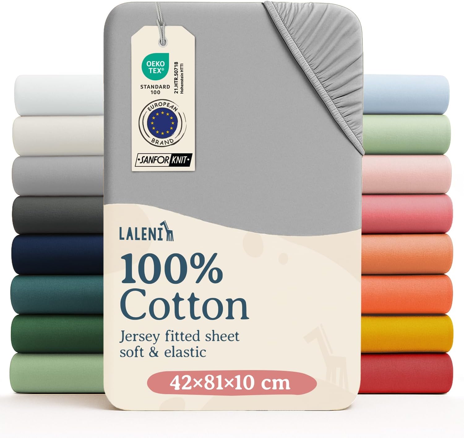 Detalle de Laleni jersey dra-på-lakan för spjälsäng, 100 % bomull, 2-pack, gul