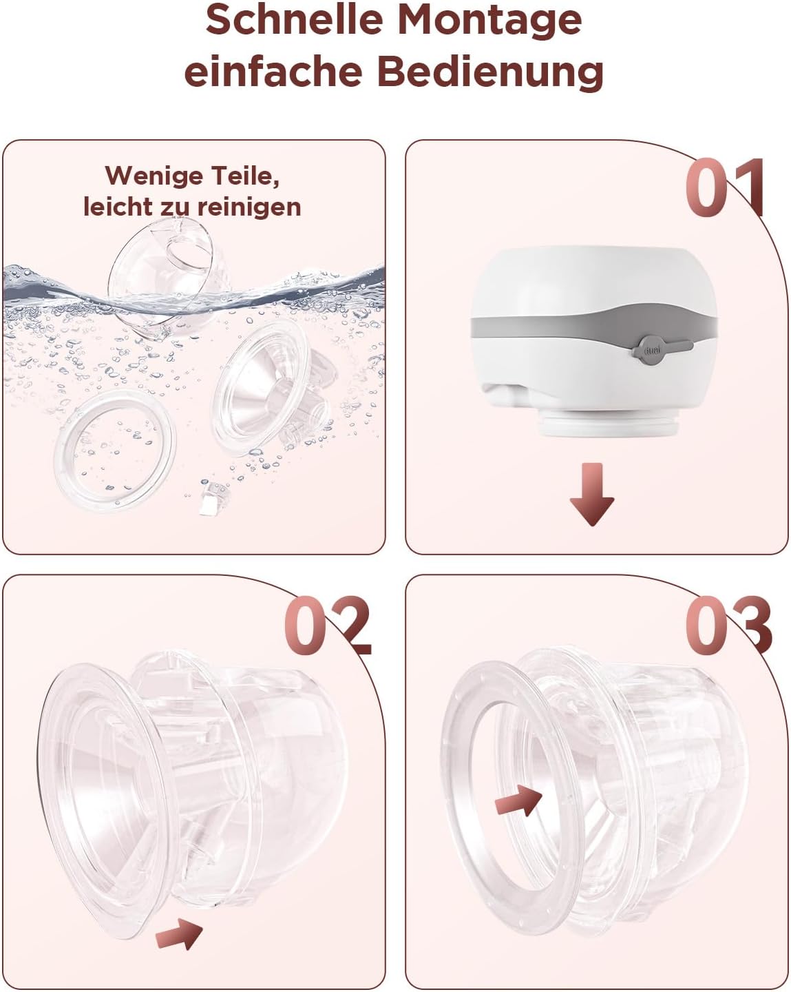 Thumbnail 4 de Haokoo Elektrische Milchpumpe – BPA-frei, 201 g, Freihändig, 3 Modi & 12 Stufen, 40 dB, 2er-Pack