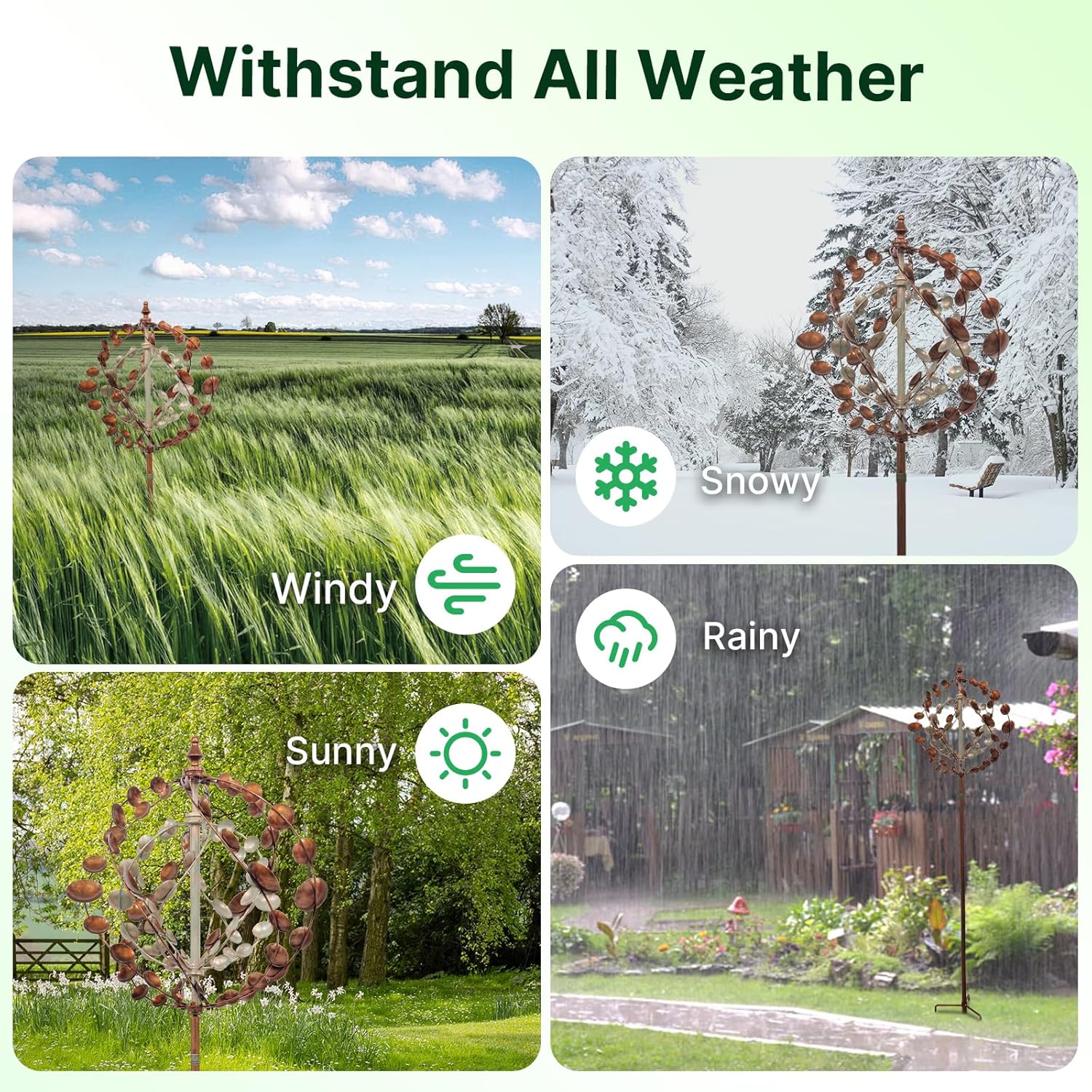 Thumbnail 5 de Outdoor Wind Spinners 75" Large Metal Kinetic Wind Sculptures with 360° Swivel & Welcome Flag