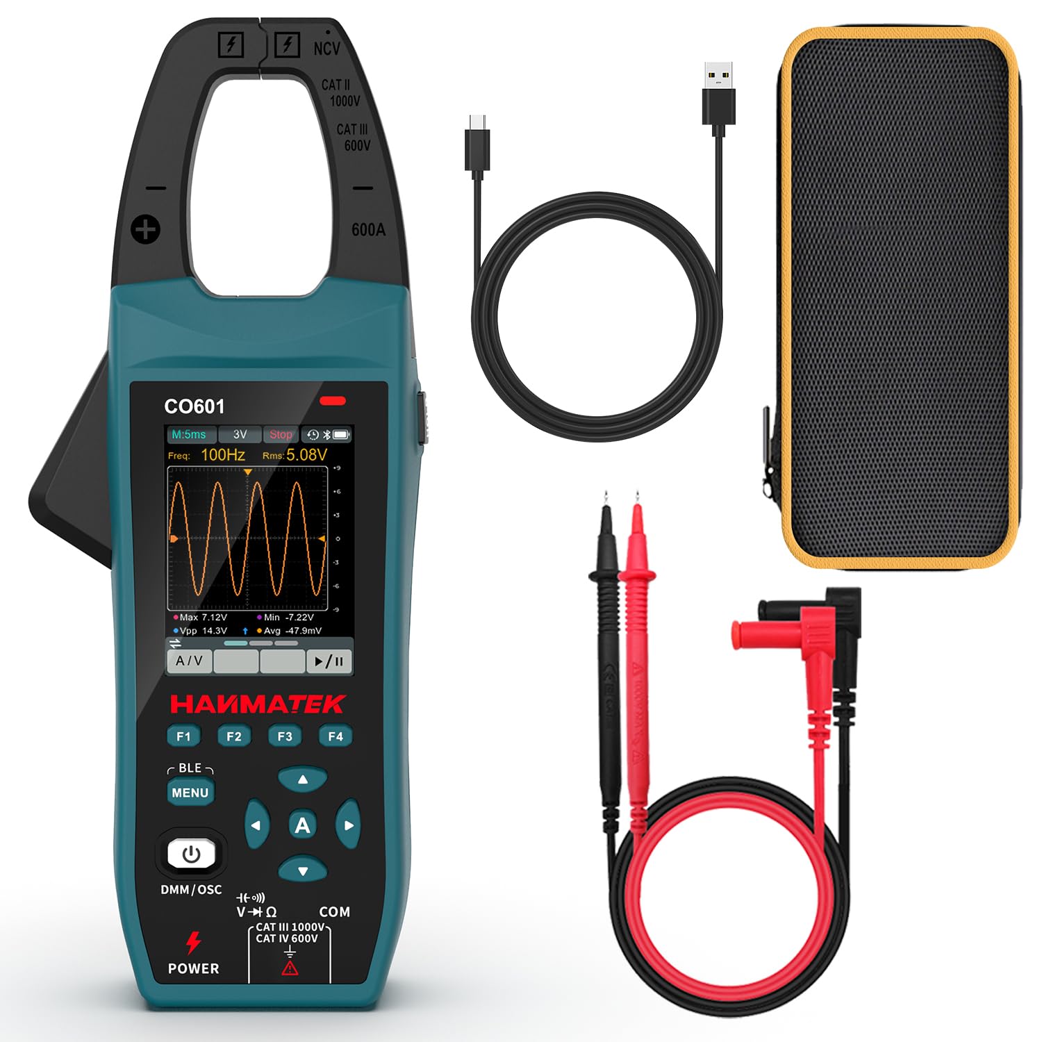 Detalle de HANMATEK CO601: Multimetro con Oscilloscopio 2 in 1, Pinza Amperometrica Professionale