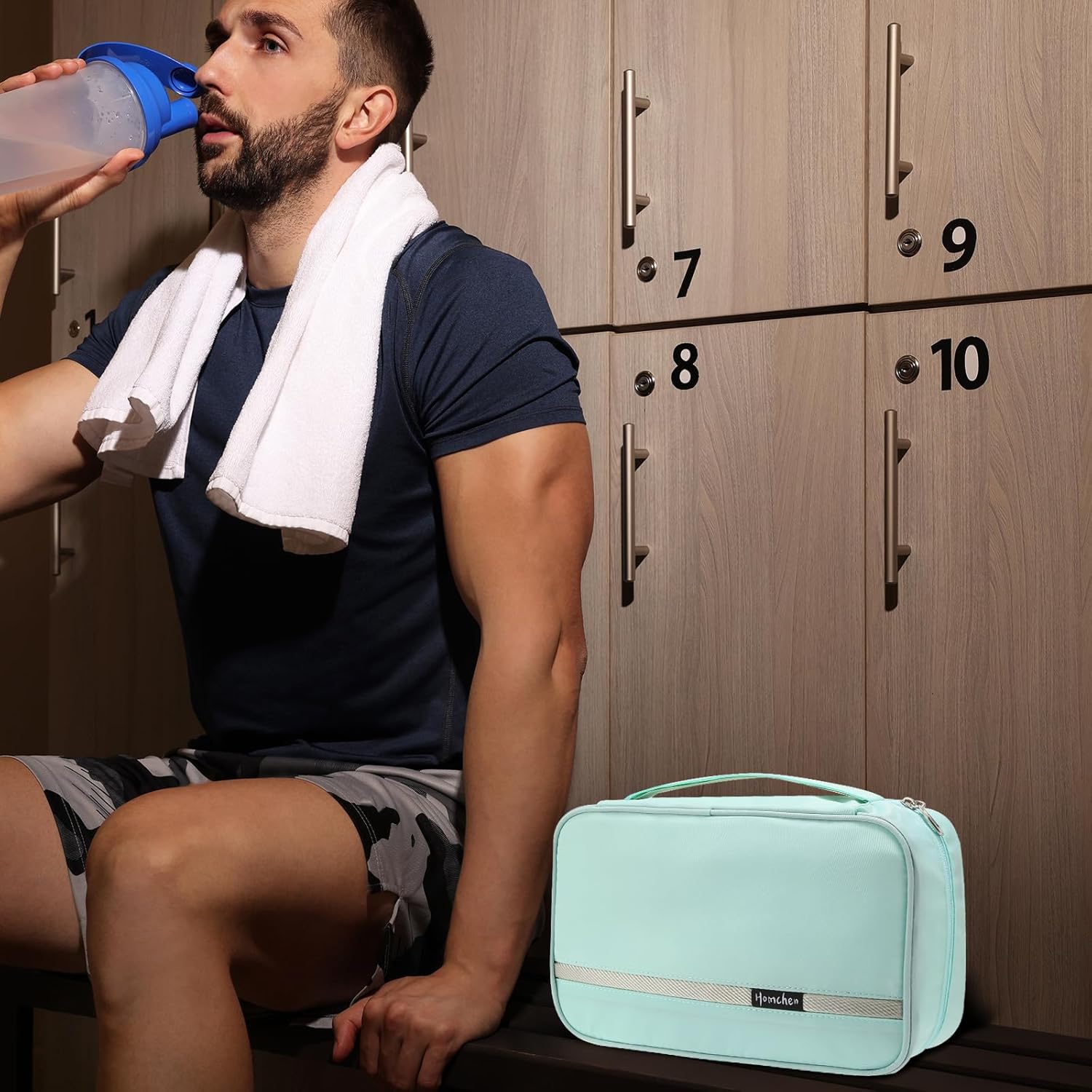 Detalle de Homchen Hanging Travel Toiletry Bag: Waterproof Folding Cosmetic Wash Bag