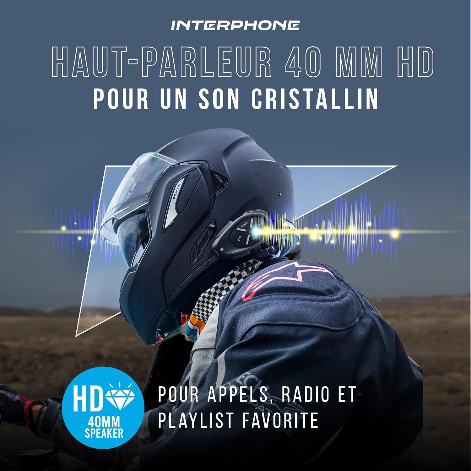 Detalle 2 de Interphone Link HD Mono – Intercom Moto avec Bluetooth 4.2, autonomie 20 h et IP67