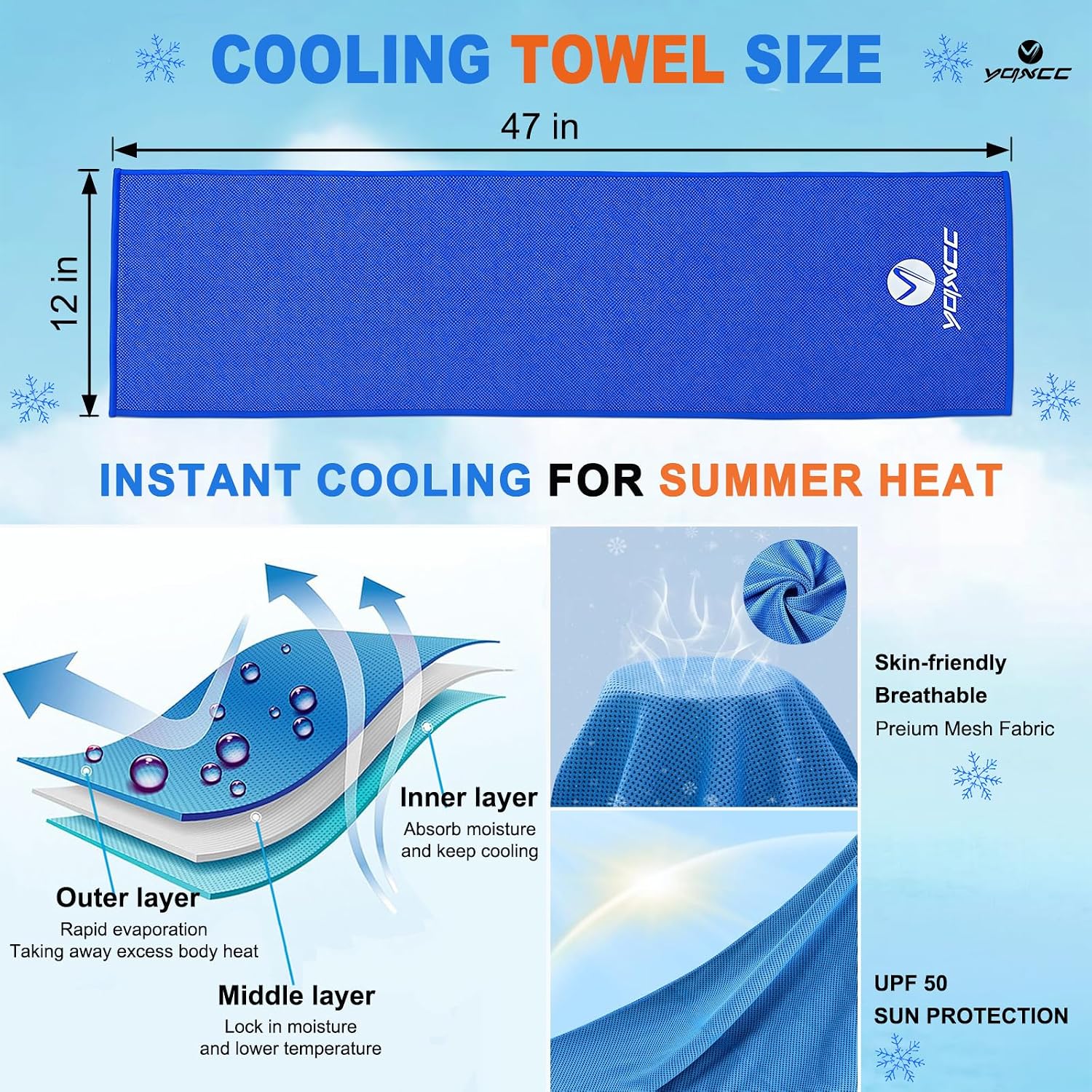 Thumbnail 6 de YQXCC 4-Pack Cooling Towels (47" x 12"): Ice Cool Towels for Neck & Face