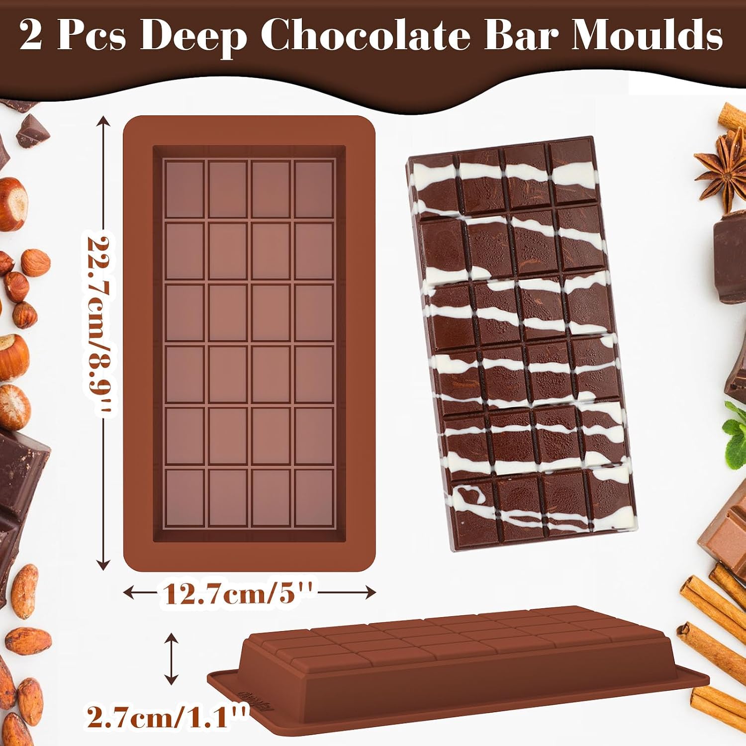 Detalle de Kamehame Deep Chocolate Bar Moulds Silicone – 2 Large Deep Moulds