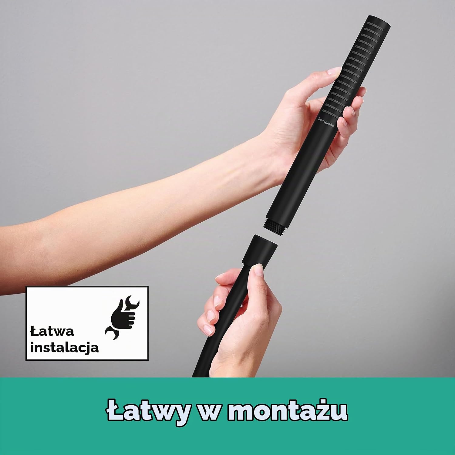 Detalle de hansgrohe Pulsify S 100 24126 – drążek prysznicowy, czarny mat, 1 strumień