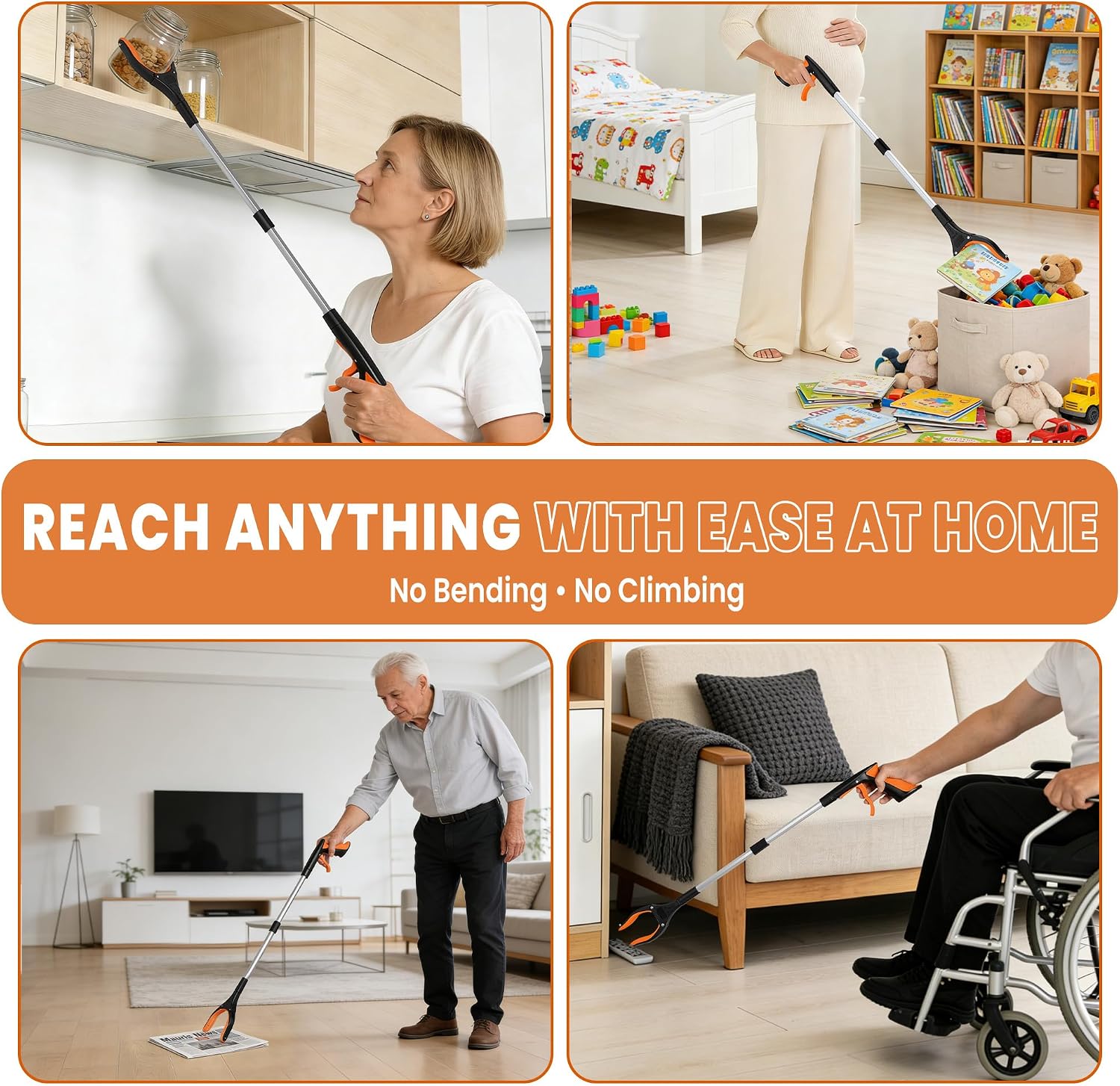 Thumbnail 6 de bemece 83 cm Folding Grabber Reacher, 360° Rotating Jaw and Magnetic Pickup