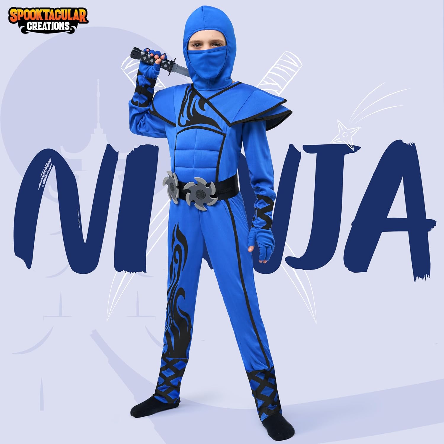 Detalle 2 de Spooktacular Blue Ninja Costume for Kids