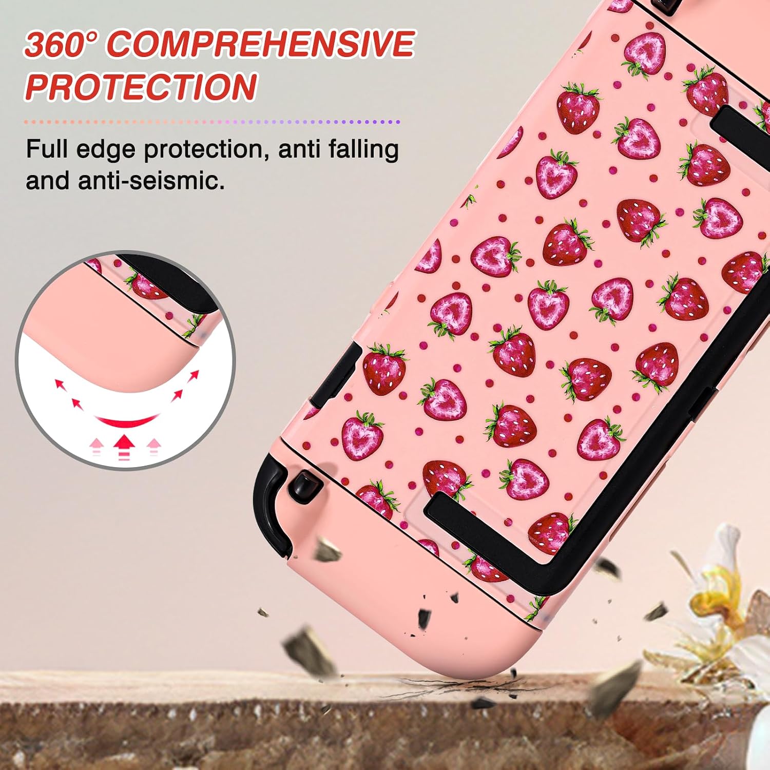 Thumbnail 1 de DLseego Protective Case for Switch 2 – Cute Strawberry Theme Dockable Hard Shell