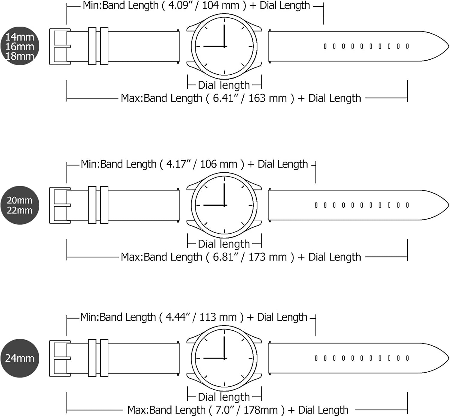 Detalle 2 de Fullmosa Uhrenarmband 22 mm Cross Lederarmband (schwarz + silberne Schnalle) für 22-mm-Federstege