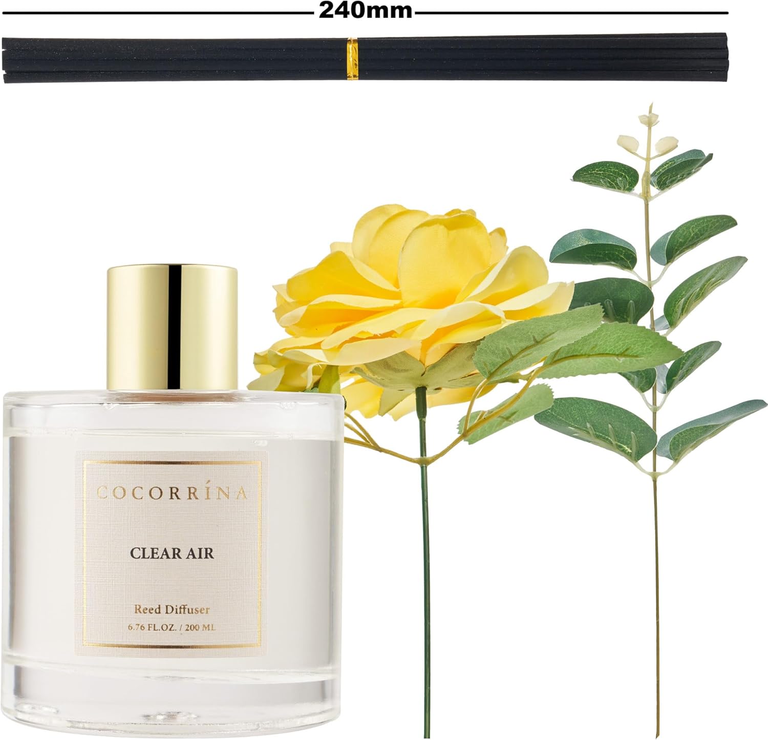 Thumbnail 2 de Cocorrina Reed Diffuser Set: Flower Diffuser in Clear Glass with 6 Sticks (6.7 oz) — Floral, Fruity, Fresh Scent