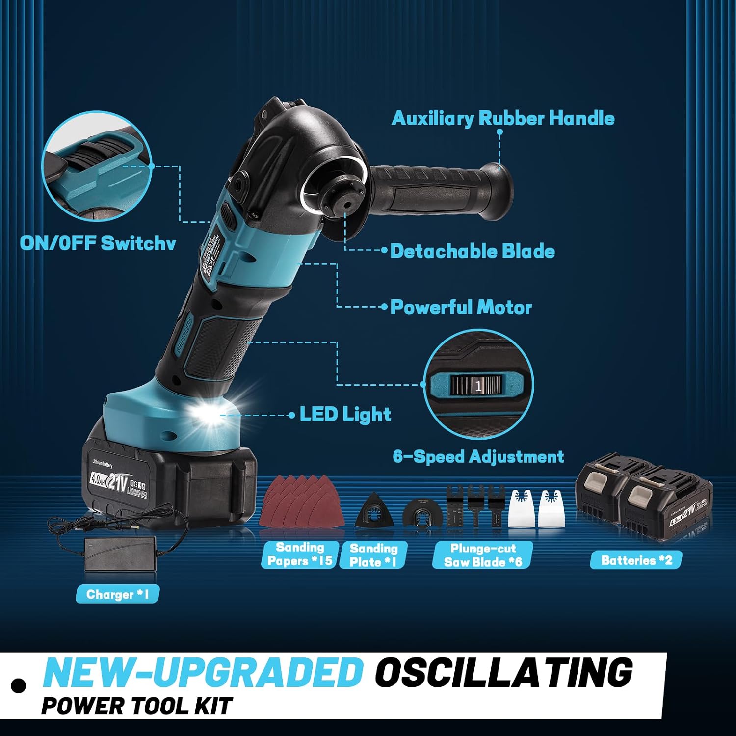 Detalle 2 de YEARTOP Multitool Akku mit 2x 4,0 Ah