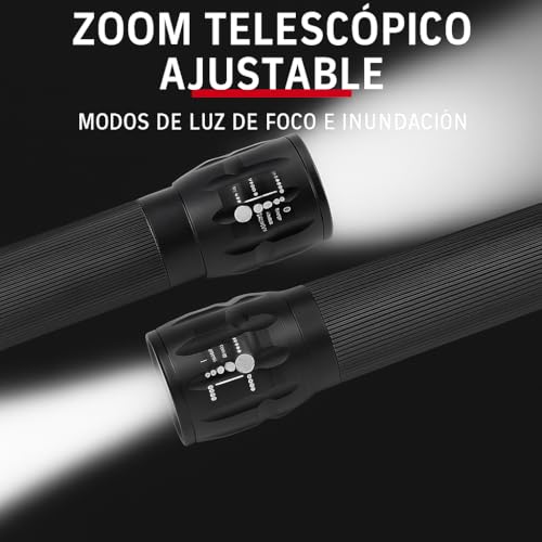 Detalle 2 de RAYPOW Linterna LED Pack2: potencia y versatilidad en aluminio con zoom y giro 360°