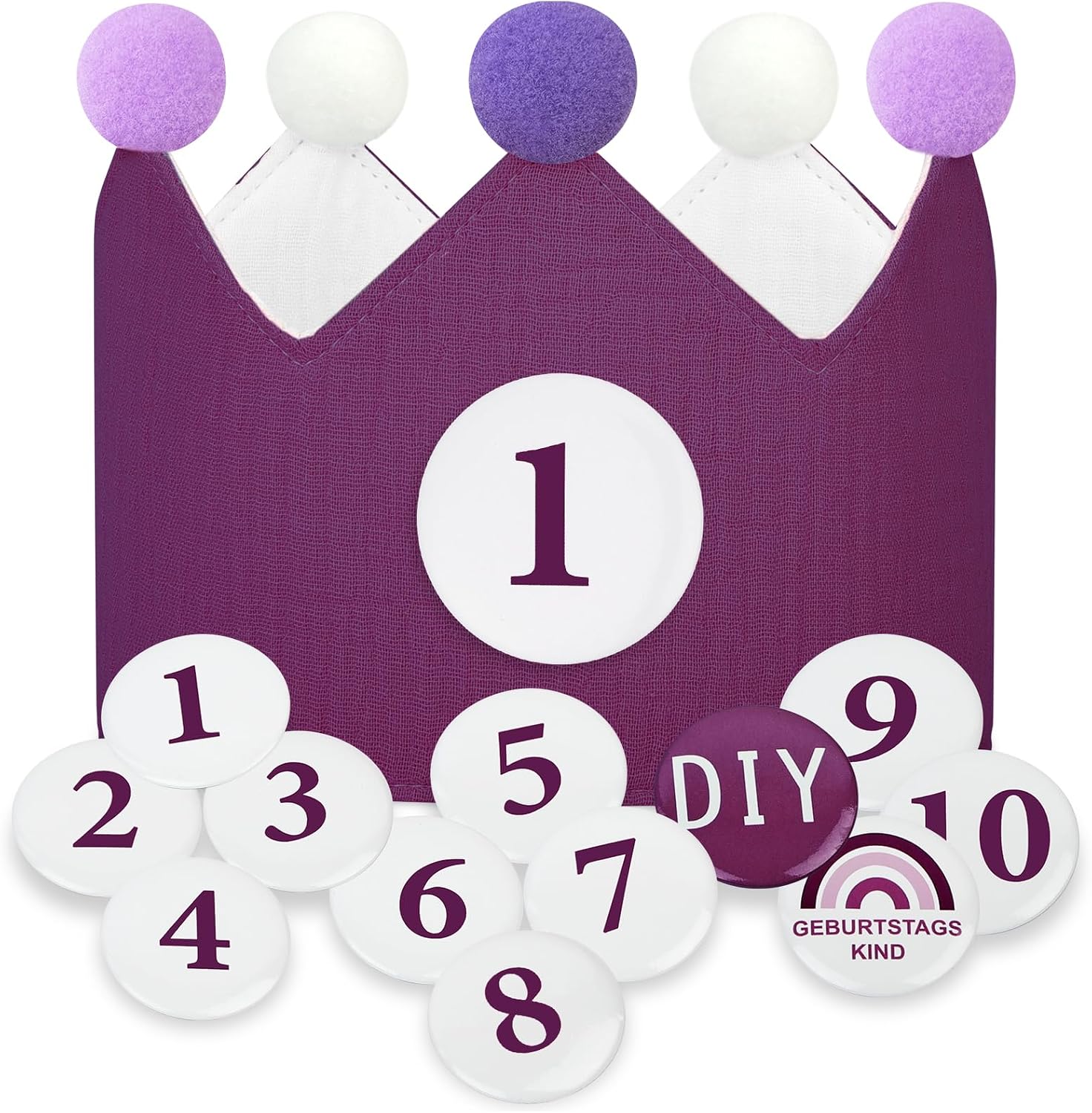 Detalle de URAQT Corona Cumpleaños para Infantil con Números Intercambiables (1–9) y Ajuste Personalizable
