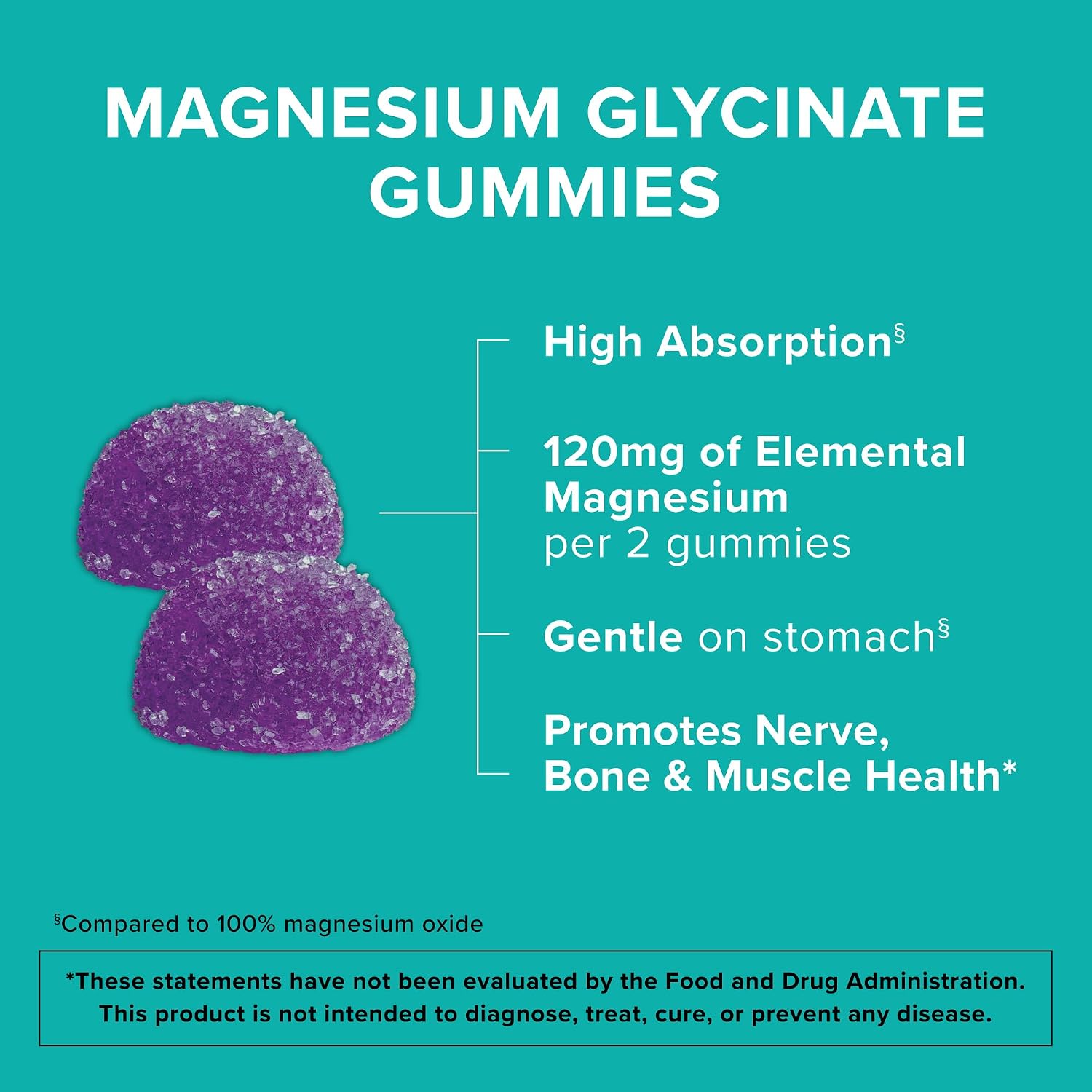 Detalle de Qunol Magnesium Glycinate Gummies, 120 mg, Vegetarian, 90 Count
