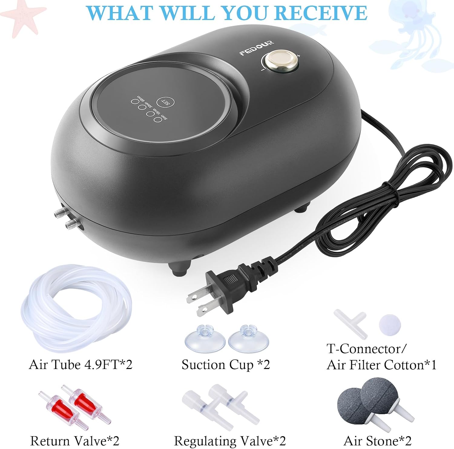 Thumbnail 6 de FEDOUR Aquarium Air Pump 6W
